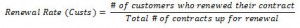 Customer Renewal Rate formula